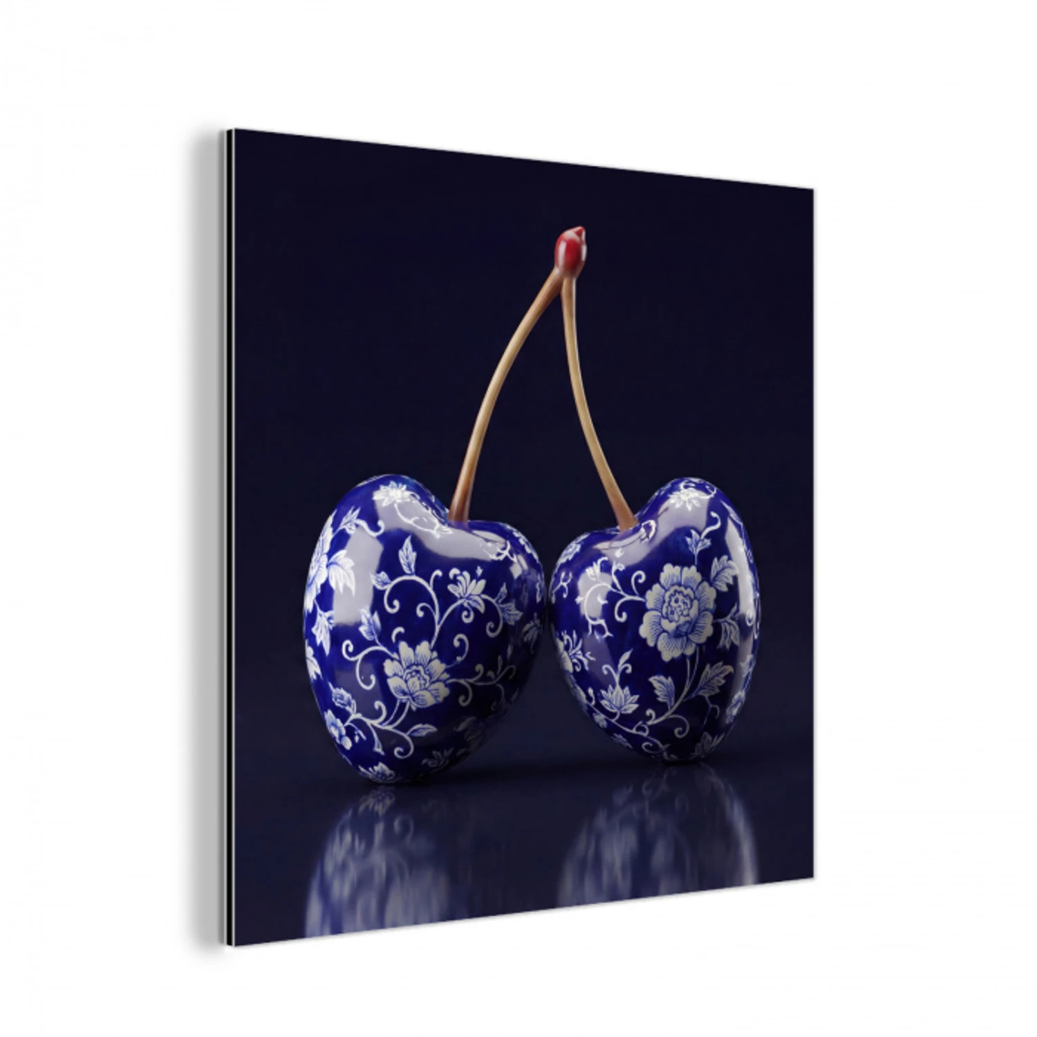 Porselein- Kersen - Delfts - Blauw aluminium wit klein -3d