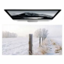 Hek - Sneeuw - Mist - Platteland - Nostalgisch Muismat XXL klein -zzz3d