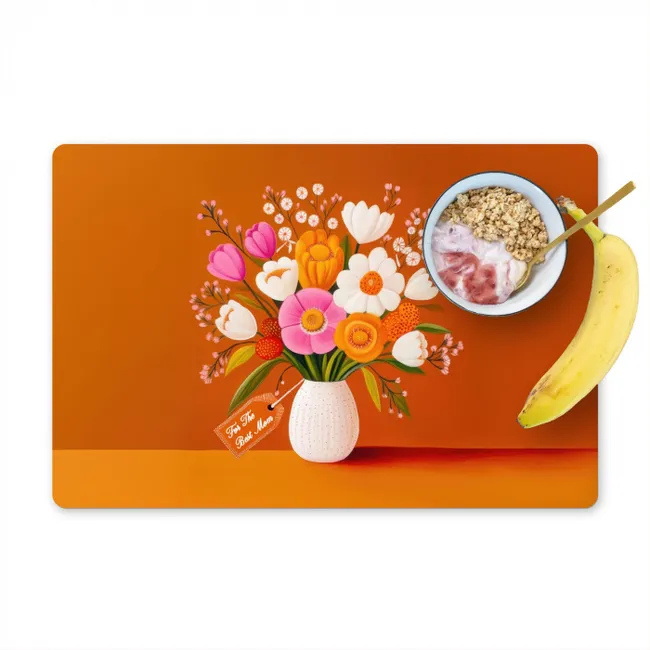 Vaas - Bloemen - Oranje Placemat vinyl groot -zzzproduct_Kitchenyeah-website