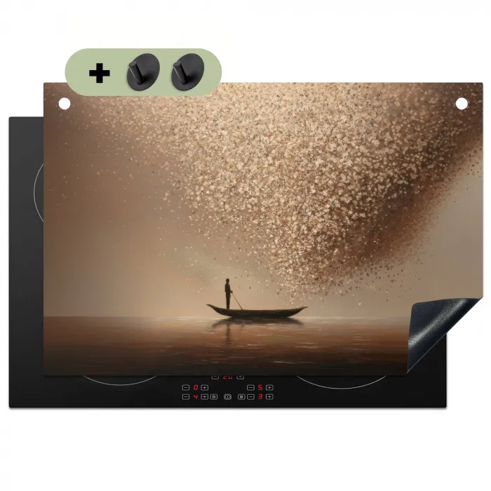 Bootje - Blaadjes - Goud - Water Inductie beschemer met haakjes klein -3d