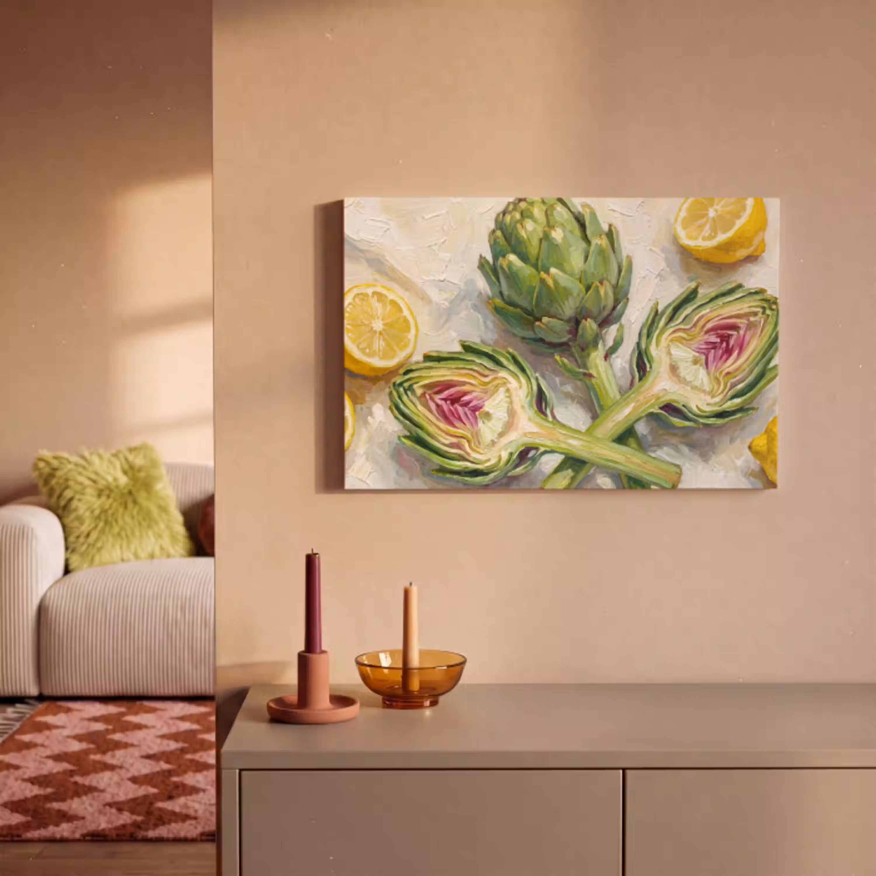 Artisjok - Citroen - Eten canvas 2cm klein -sfeer1