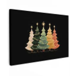 Kerstbomen - Kleurrijk - Lichtjes - Ster canvas 2cm klein -z3d