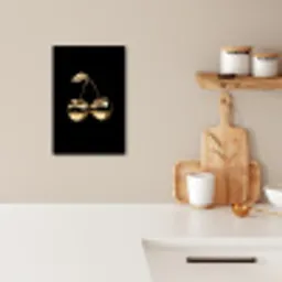 Kersen - Zwart - Goud - Chrome KitchenYeah - Keuken - Canvas klein -sfeer1