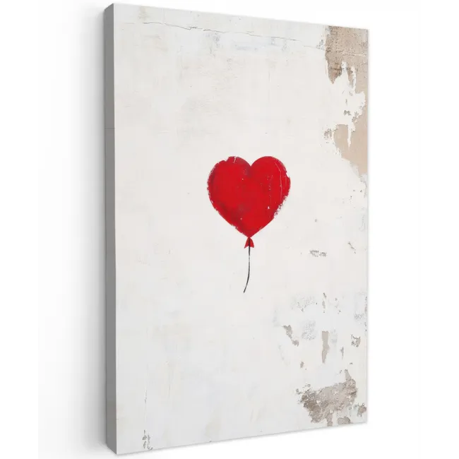 Ballon - Rood - Hart Tuinposter op houten frame 2 cm dik klein -3d