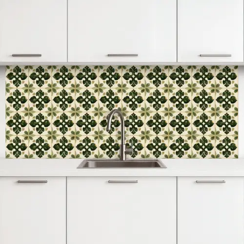 Patroon - Tegel - Groen keuken achterwand 2 middel 871 -3d