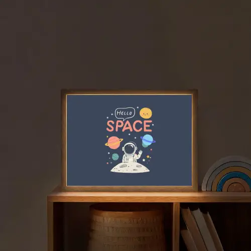 Astronaut - Ruimte - Planeten Light Box met batterij (Wandlamp kind) middel -sfeer1_kind