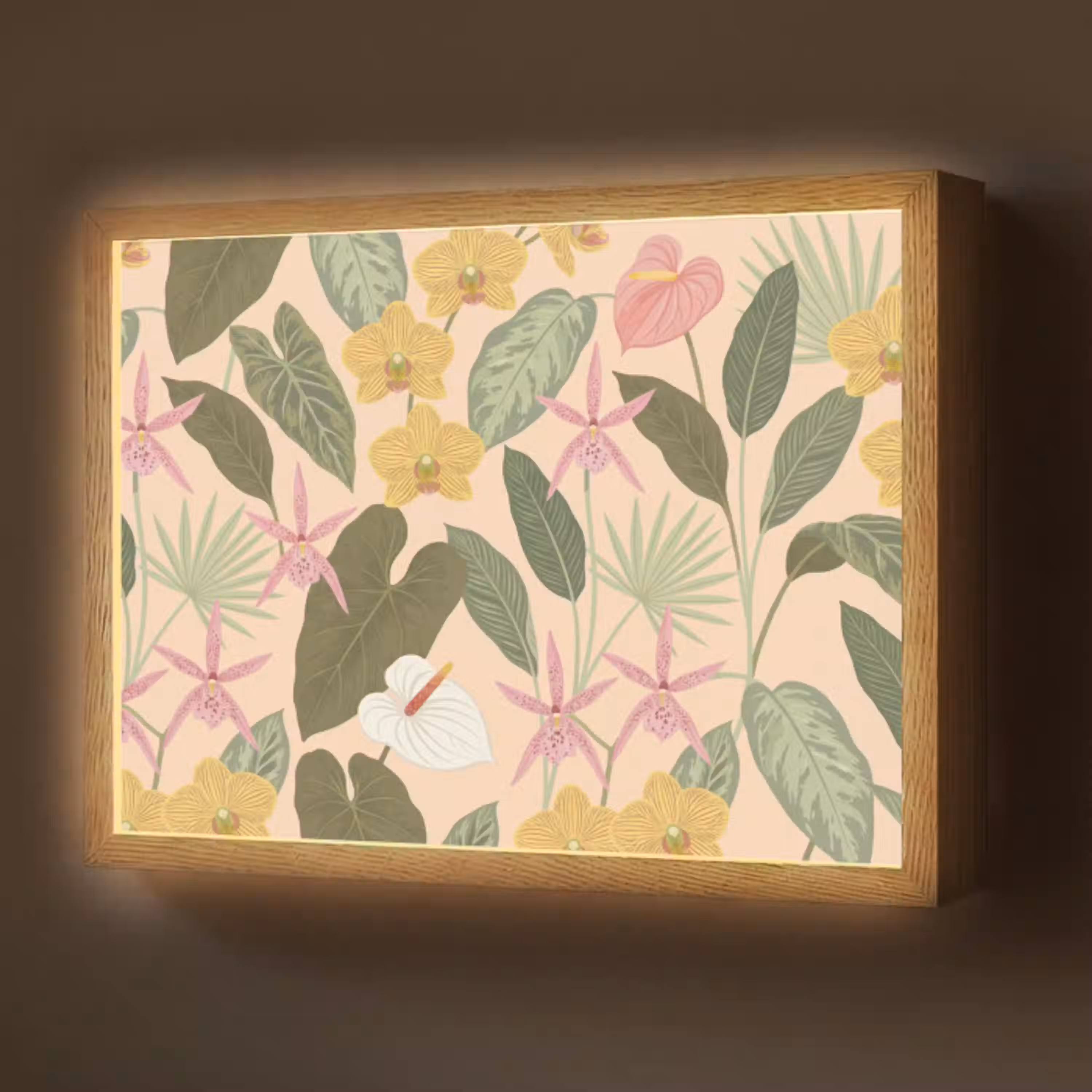 Patroon - Bloemen - Kleurrijk Light Box met batterij (Wandlamp) middel -z3d_website