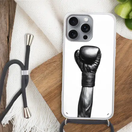 Bokshandschoen - Zwart - Hand Hoesje iPhone 16 Pro Max met koord klein -sfeer4