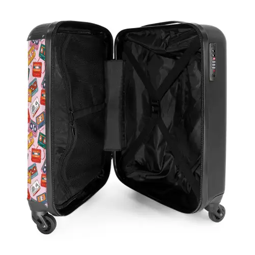 Retro disco cassettes patroon kleurrijk NBS - Handbagage koffer - Kinderen Unisex middel -binnenkant