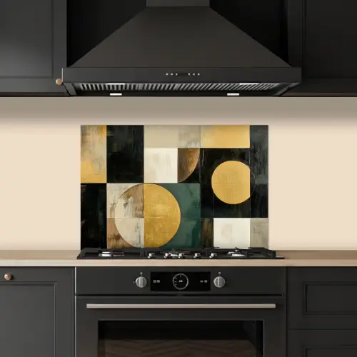 Abstract - Goud - Brons - Vormen - Geometrisch keuken achterwand spatscherm klein -sfeer1