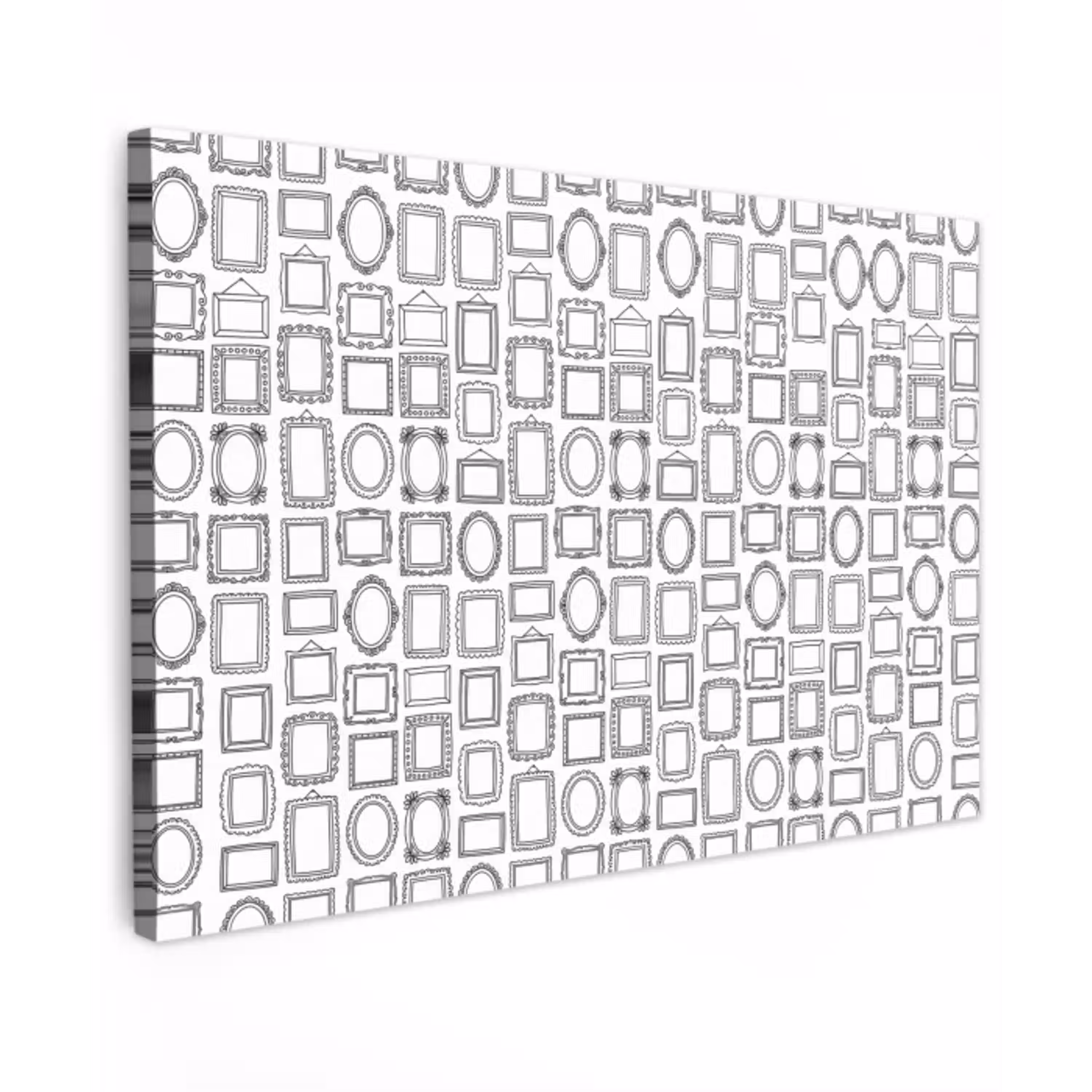 Lijsten - Patroon - Decoratie - Schets - Zwart-wit canvas 2cm klein -z3d