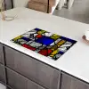 Mondriaan - Glas in lood - Oude Meesters - Kunstwerk - Abstract - Schilderij Inductie beschermer vinyl 3mm klein -sfeer8