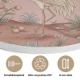 Nostalgisch - Reigers - Roze Akoestische PET Vilt - Rond klein -closeup_DE