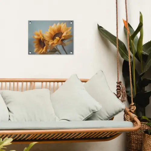 Zonnebloemen - Geel - Wazig tuinposter los doek klein -sfeer7