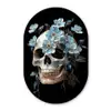 Schedel - Blauw - Bloemen - Bladeren Wandcirkel Ovaal Forex klein -3d