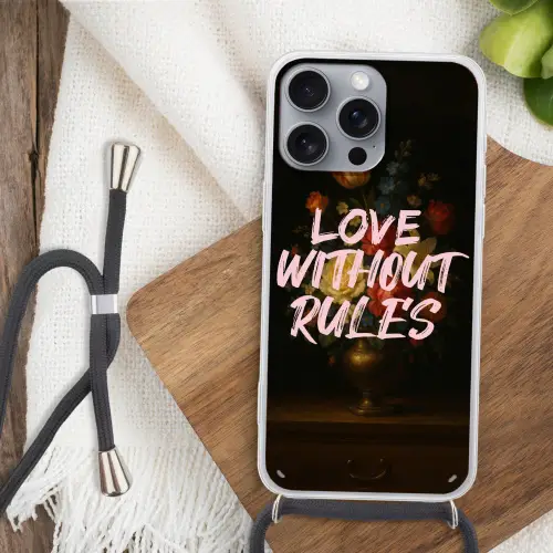 Liefde - Modern - Bloemen Hoesje iPhone 16 Pro Max met koord klein -sfeer4