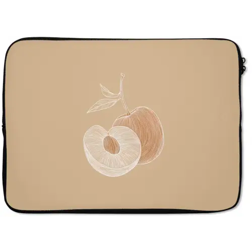 Perzik - Lijntekening - Pit - Beige laptophoes neopreen klein -zkaufland3dotto