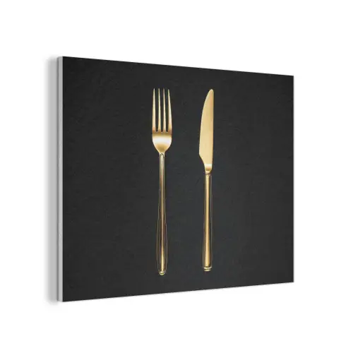 Bestek - Goud - Mes - Vork PET vilt klein -3d