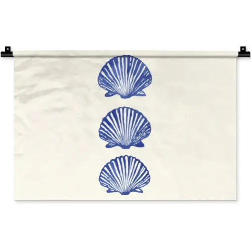 Schelpen - Blauw - Patroon Wandkleed katoen klein -zz3d