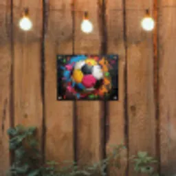 Kleurrijke Voetbal tuinposter los doek klein -sfeer1