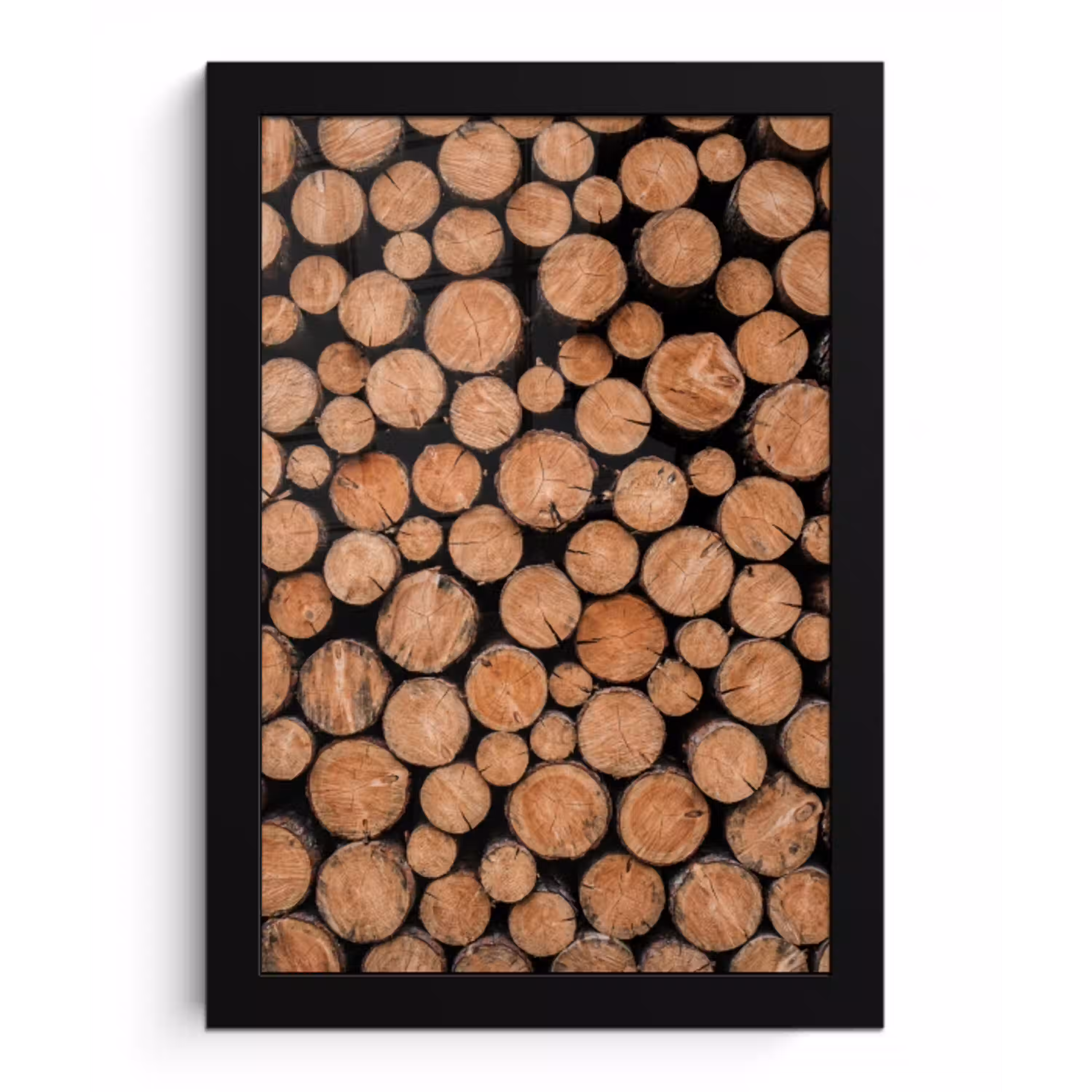 Houtblokken - Textuur - Patroon - Bruin - Rustiek fotolijst zwart zonder passe partout klein -3d