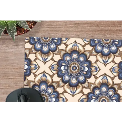 Floraal - Ornament - Blauw muismat rubber klein 262 -closeup