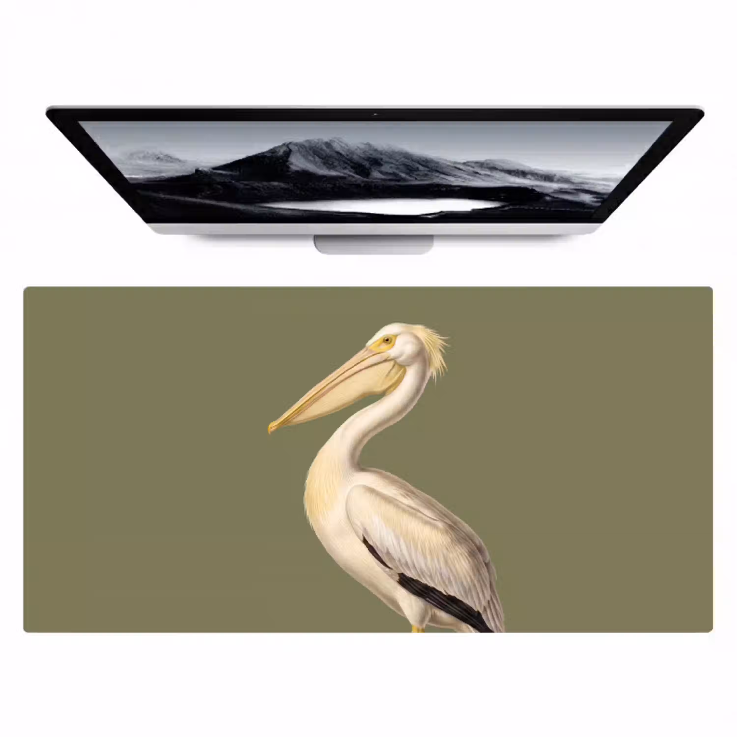 Pelikaan - Wit - Vogel - Klassiek - Natuur Muismat XXL klein -zzz3d