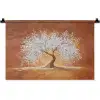 Abstract - Boom - Wit - Bladeren Wandkleed katoen klein -zz3d