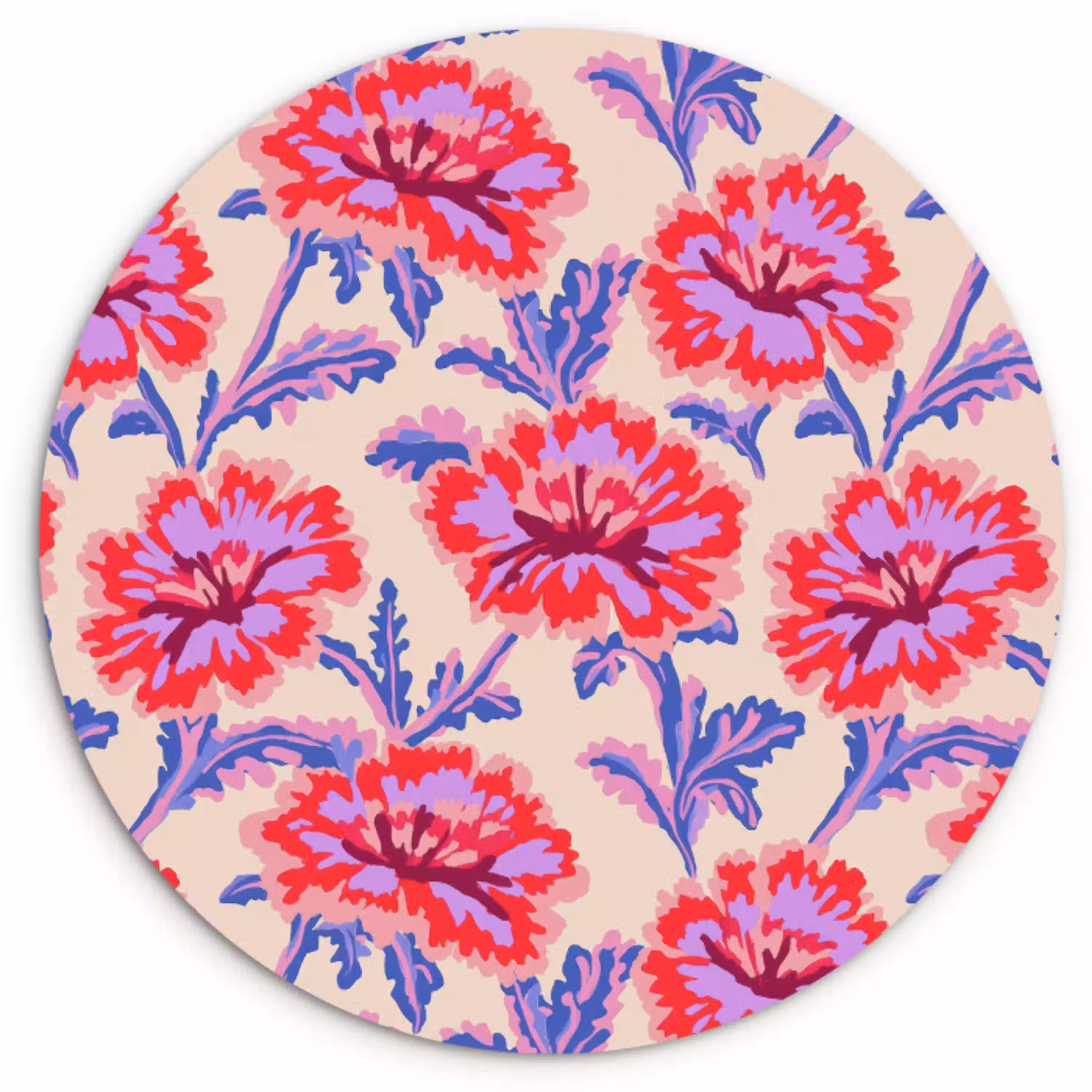 Bloemen - Patroon - Meerkleurig Wandcirkel kunststof plaat 5mm dik klein 188 -3d