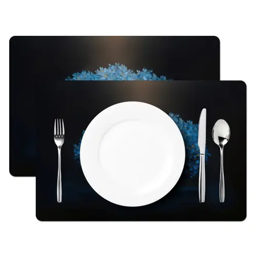 Boom - Blauw - Bladeren - Penseelstreken Placemat vinyl groot -zzsfeer2_Kitchenyeah-website