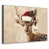 Kerst - Hert - Gewei - Rood Textielframe zwart klein -3d
