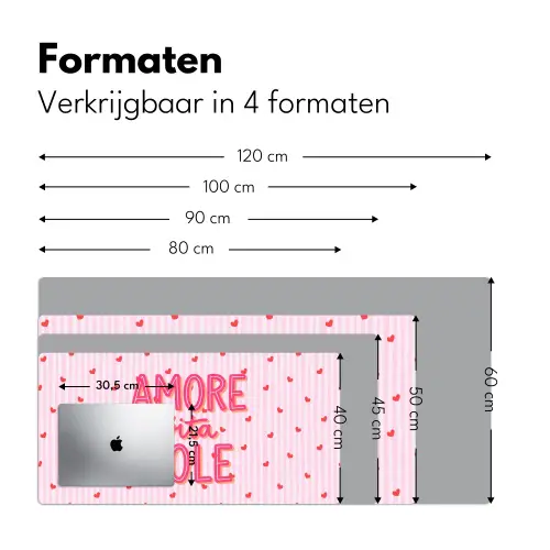 Amore vita sole - Roze - Hartjes Muismat XXL klein -sfeer5