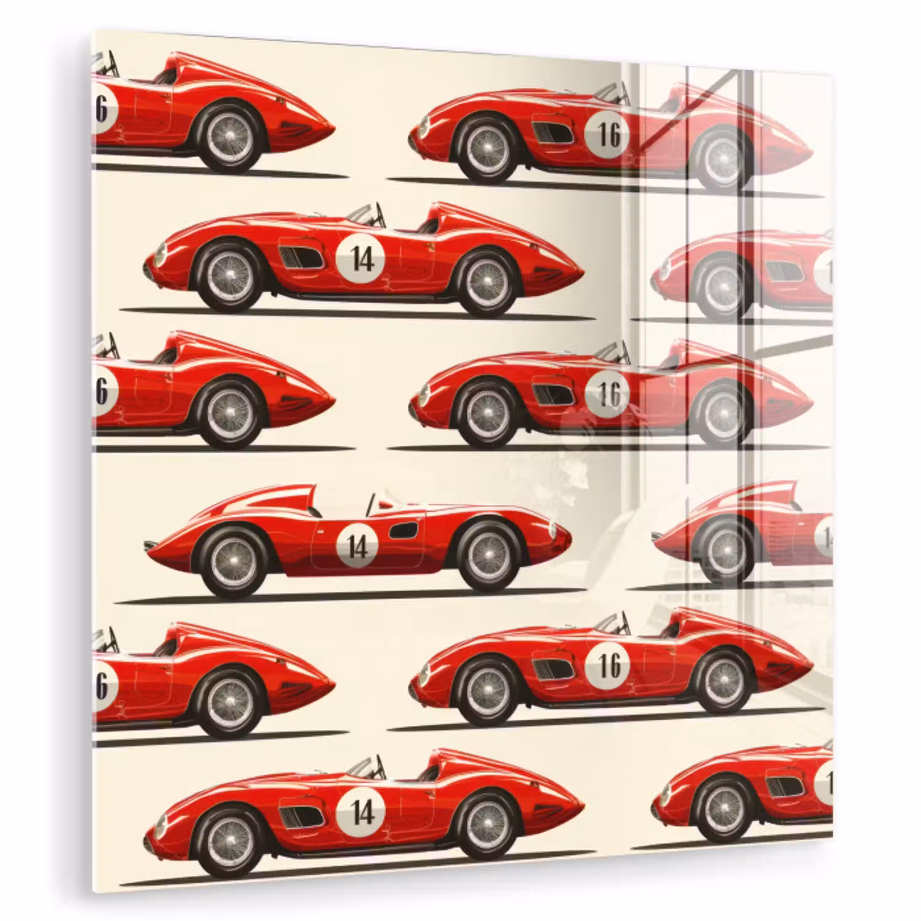Raceauto - Retro - Rood plexiglas 5mm klein 11 -zzzproduct_nieuw