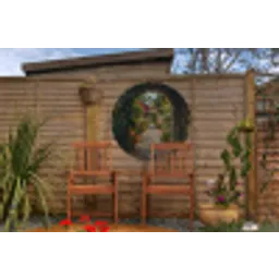 Doorkijk - Bloemen - Poort - Stenen Wandcirkel tuinposter met ringen klein -buiten3
