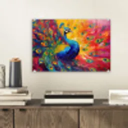 Pauw - Kunst - Schilderij - Pauwenveren plexiglas 5mm klein -sfeer1