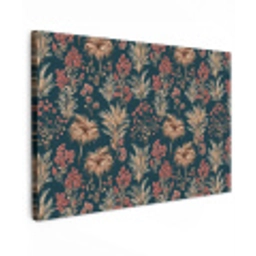 Botanisch - Patroon - Blauw canvas 2cm klein 34 -z3d