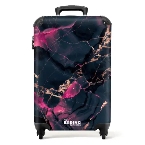 Marmer - Fluorescerend Roze in Donker Marmer NBS - Handbagage koffer - Kinderen Unisex middel -productfoto_recht