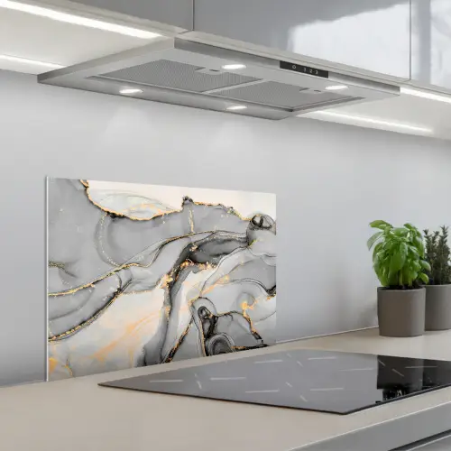 Marmer - Goud - Grijs keuken achterwand spatscherm klein -3d_schuin