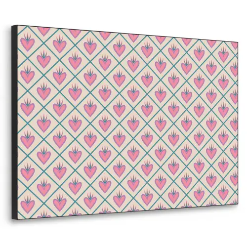Retro - Ruit - Hartjes - Patroon Textielframe zwart klein 947 -3d