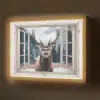 Hert - Dieren - Landschap - Winter - Sneeuw - Doorkijk - Natuur Light Box met batterij (Wandlamp) middel -z3d_website