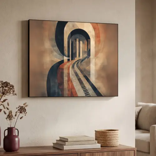 Piano - Toetsen - Abstract Textielframe zwart klein -sfeer3