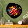Peper - Graffiti - Verf - Abstract - Modern - Kleurrijk Wandcirkel Organisch Aluminium middel -sfeer2