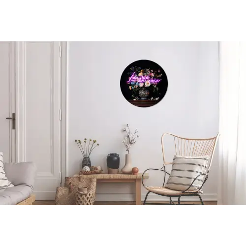 Neon - Vaas - Bloemen Wandcirkel aluminium klein -woonkamer