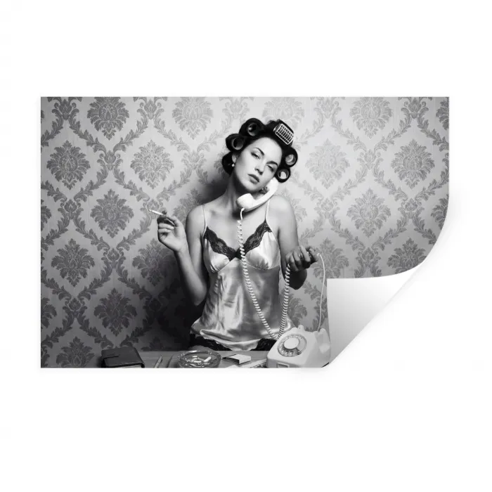 Chic - Vrouw - Zwart - Wit Muursticker klein -3d