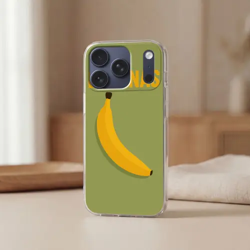 Banaan - Minimalistisch - Geel Telefoonhoesje iPhone 17 Pro klein -sfeer2