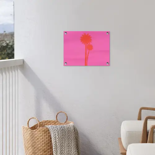 Palmbomen - Modern - Roze tuinposter los doek klein -sfeer8