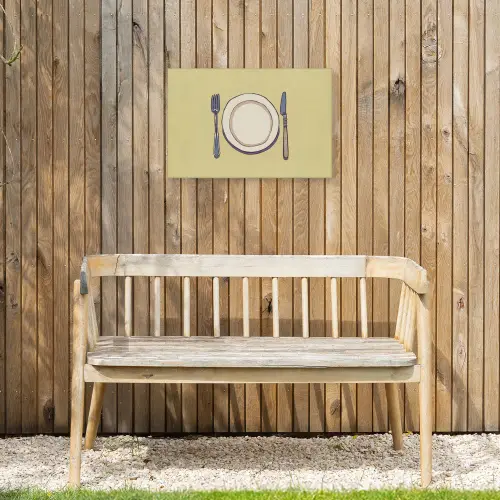 Illustratie - Bord - Bestek - Beige Tuinposter op houten frame 2 cm dik klein -sfeer4