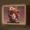 Vrouw - Donuts - Kleurrijk Light Box met batterij (Wandlamp) middel -z3d_website