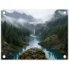 Waterval - Bomen - Bergen tuinposter los doek klein -3d