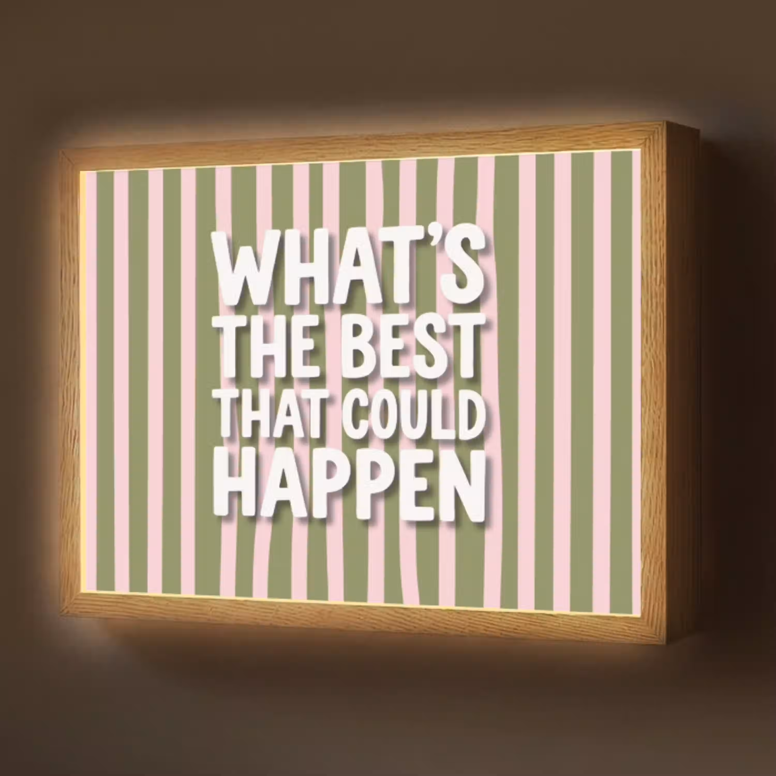 What's the best that could happen - Strepen - Groen - Roze Light Box met batterij (Wandlamp) middel -z3d_website